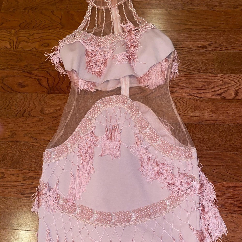 Blush pink fringe dress!